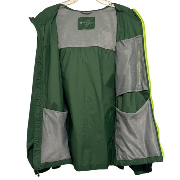 Eddie Bauer Wind Jacket Hooded Lightweight Packable Hood Coat Green Grey Men 2XL - Picture 6 of 13